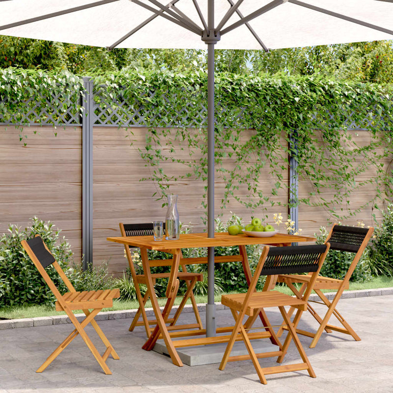 Folding Garden Chairs 4 pcs Black Solid Wood Acacia