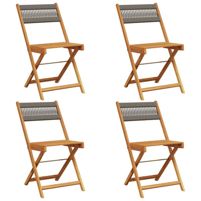 Folding Garden Chairs 4 pcs Grey Solid Wood Acacia