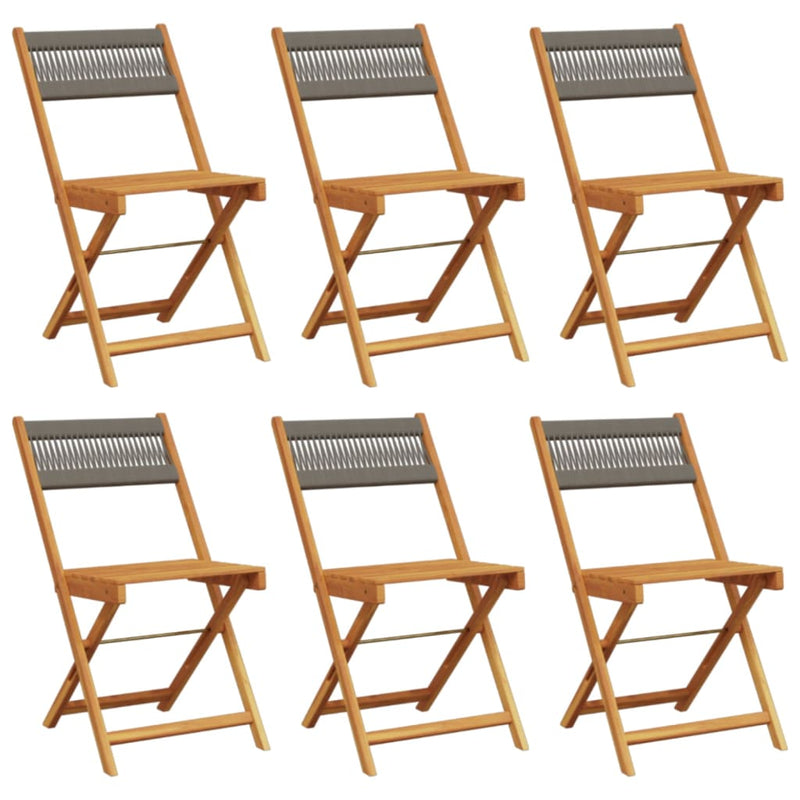 Folding Garden Chairs 6 pcs Grey Solid Wood Acacia