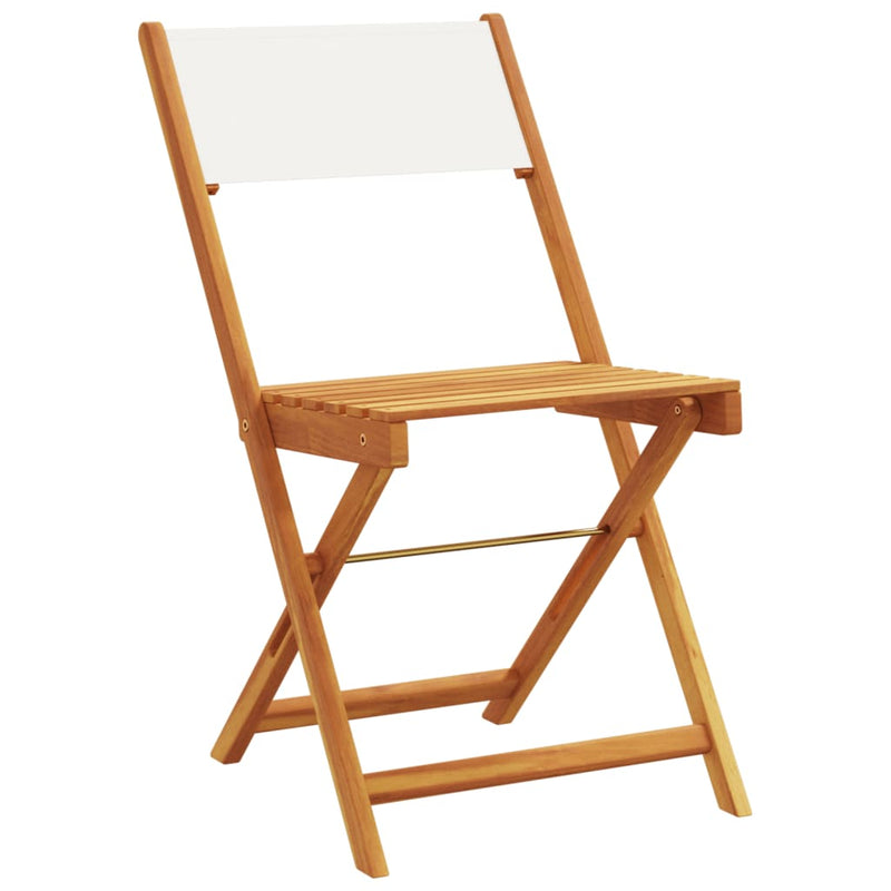 Folding Garden Chairs 6 pcs Cream White Fabric and Solid Wood