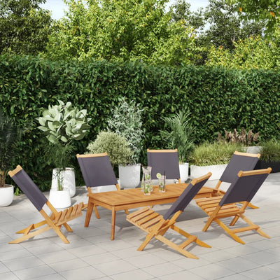 Folding Garden Chairs 6 pcs Anthracite Fabric and Solid Wood