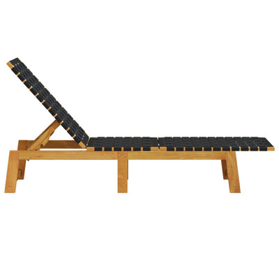 Sun Loungers 2 pcs Black Solid Wood Acacia and Fabric