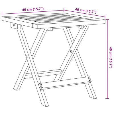 Folding Garden Chairs 2 pcs with Table Black Solid Wood