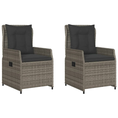 Reclining Garden Chairs 2 pcs Grey Poly Rattan