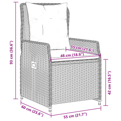 Reclining Garden Chairs 2 pcs Grey Poly Rattan