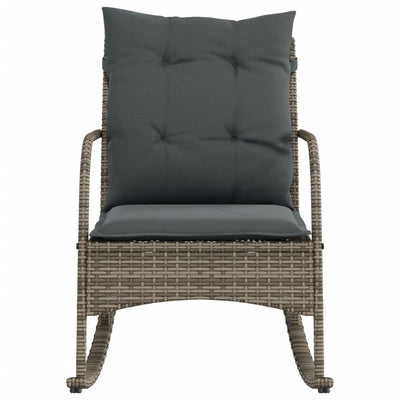 Garden Rocking Chair with Cushions Grey Poly Rattan