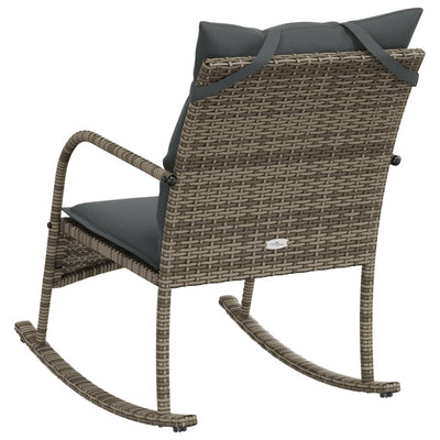 Garden Rocking Chair with Cushions Grey Poly Rattan