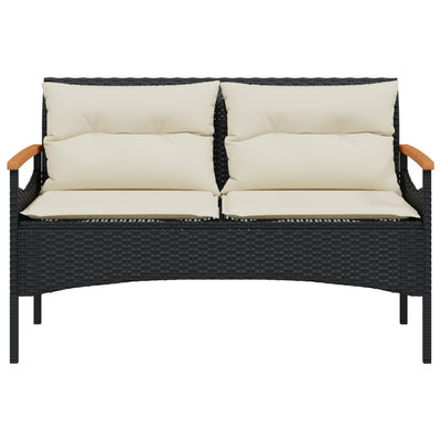 4 Piece Garden Sofa Set with Cushions Black Poly Rattan