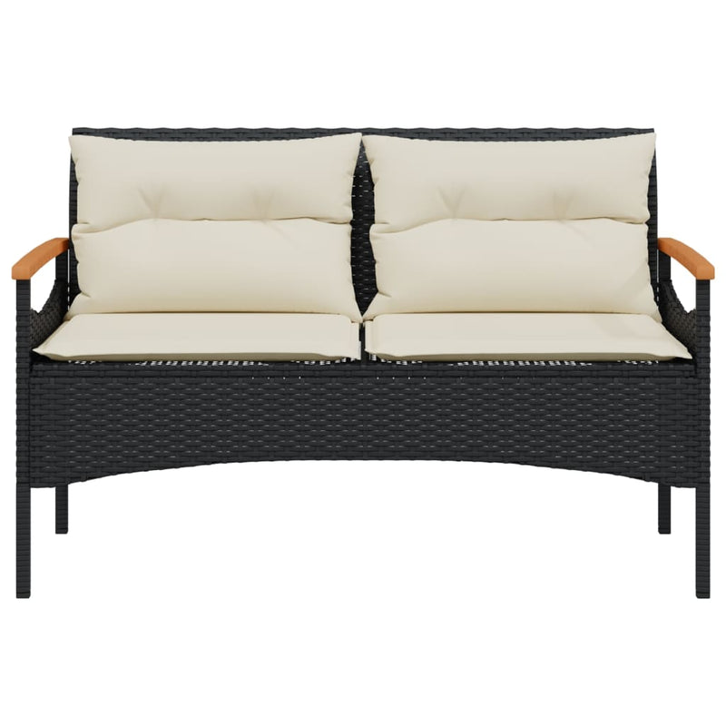 4 Piece Garden Sofa Set with Cushions Black Poly Rattan