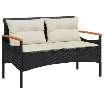 4 Piece Garden Sofa Set with Cushions Black Poly Rattan