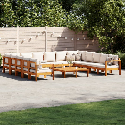 10 Piece Garden Sofa Set with Cushions Solid Wood Acacia