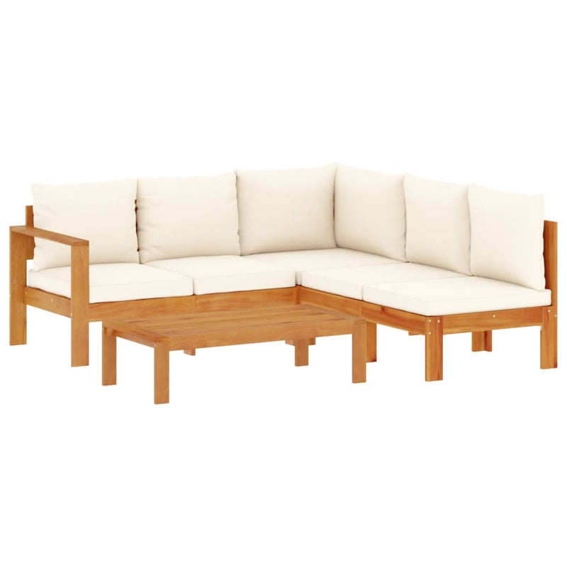 4 Piece Garden Sofa Set with Cushions Solid Wood Acacia