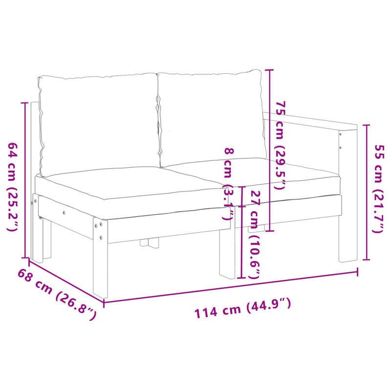 4 Piece Garden Sofa Set with Cushions Solid Wood Acacia