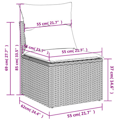 4 Piece Garden Sofa Set with Cushions Grey Poly Rattan