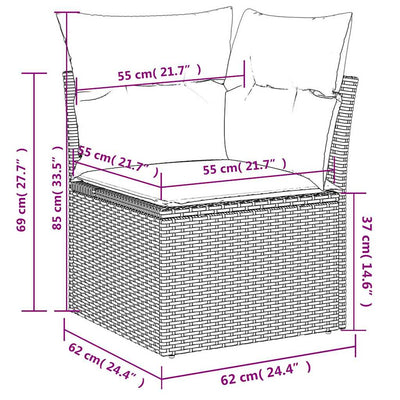 10 Piece Garden Sofa Set with Cushions Black Poly Rattan