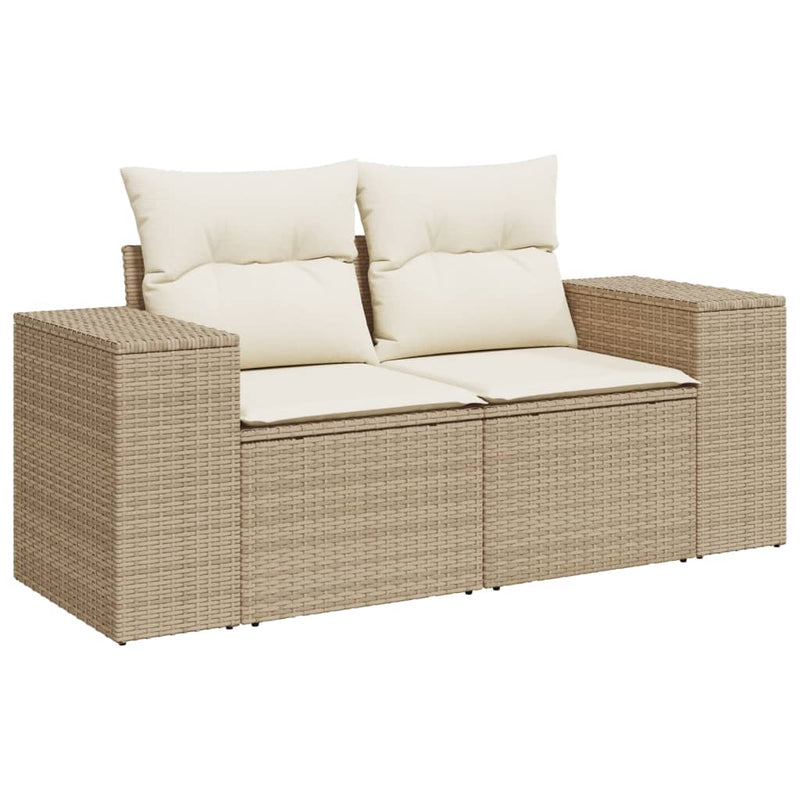 11 Piece Garden Sofa Set with Cushions Beige Poly Rattan