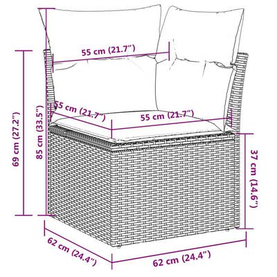 4 Piece Garden Sofa Set with Cushions Black Poly Rattan
