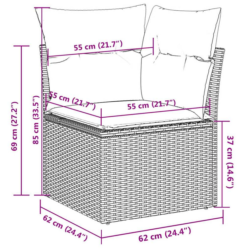 4 Piece Garden Sofa Set with Cushions Black Poly Rattan
