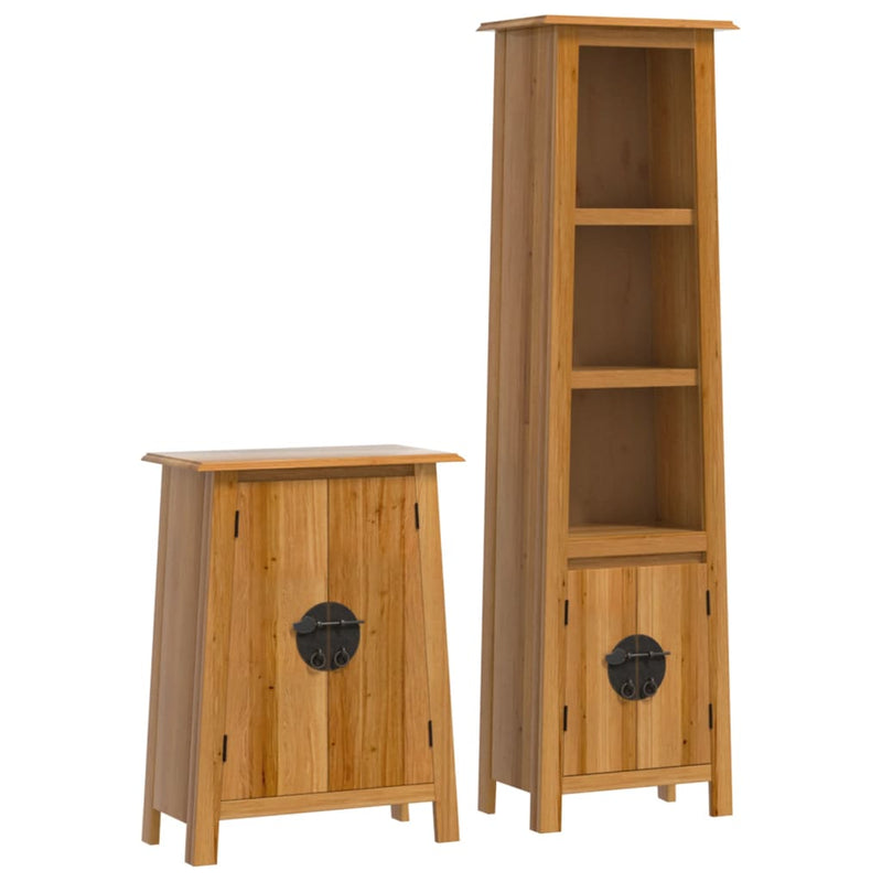 2 Piece Bathroom Furniture Set Solid Wood Pine