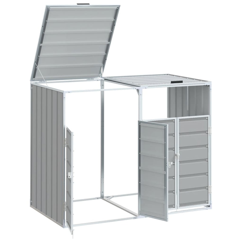 Wheelie Bin Storage for Double Bins Grey 144x81x113 cm Steel