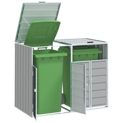 Wheelie Bin Storage for Double Bins Grey 144x81x113 cm Steel