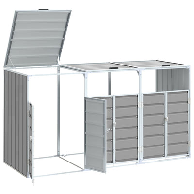 Wheelie Bin Storage for Triple Bins Grey 216x81x115 cm Steel