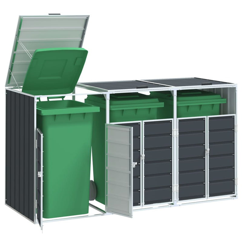 Wheelie Bin Storage for Triple Bins Anthracite 216x81x115 cm Steel