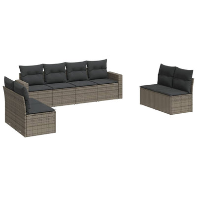 8 Piece Garden Sofa Set with Cushions Grey Poly Rattan