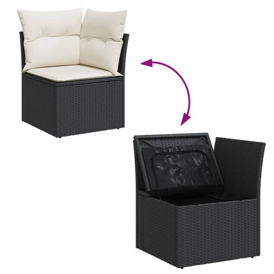 4 Piece Garden Sofa Set with Cushions Black Poly Rattan