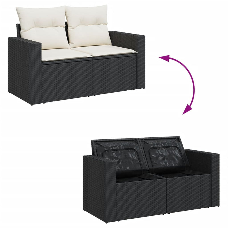 4 Piece Garden Sofa Set with Cushions Black Poly Rattan