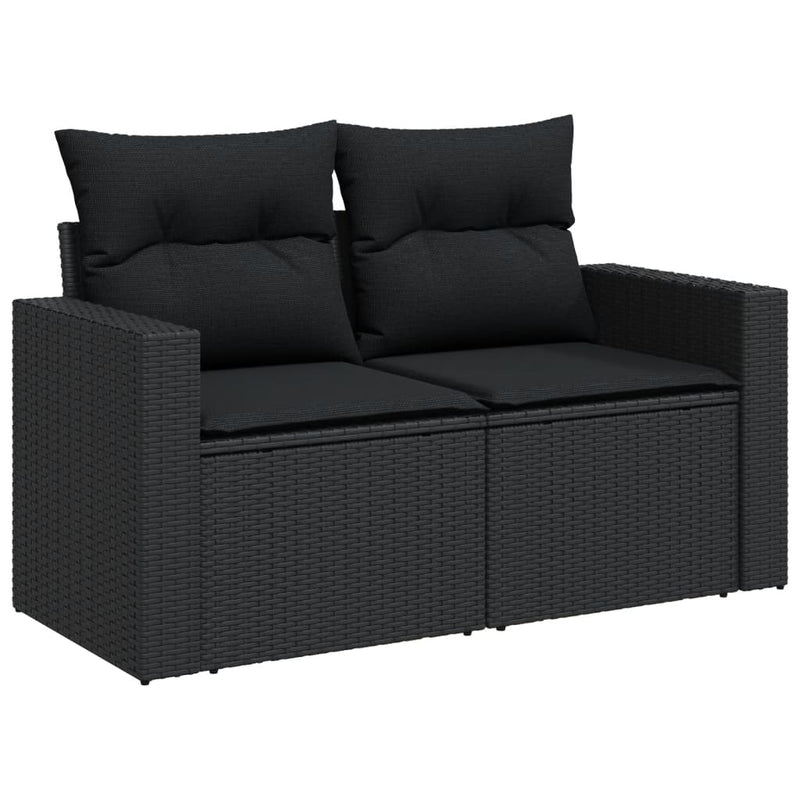 13 Piece Garden Sofa Set with Cushions Black Poly Rattan