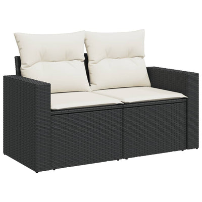 12 Piece Garden Sofa Set with Cushions Black Poly Rattan