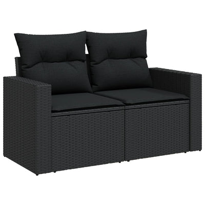 12 Piece Garden Sofa Set with Cushions Black Poly Rattan