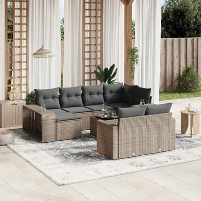 11 Piece Garden Sofa Set with Cushions Grey Poly Rattan