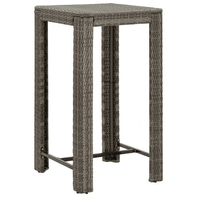 3 Piece Garden Bar Set with Cushions Grey Poly Rattan