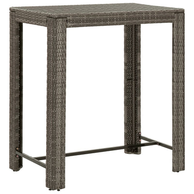 5 Piece Garden Bar Set with Cushions Grey Poly Rattan