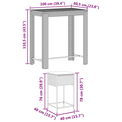 5 Piece Garden Bar Set with Cushions Grey Poly Rattan