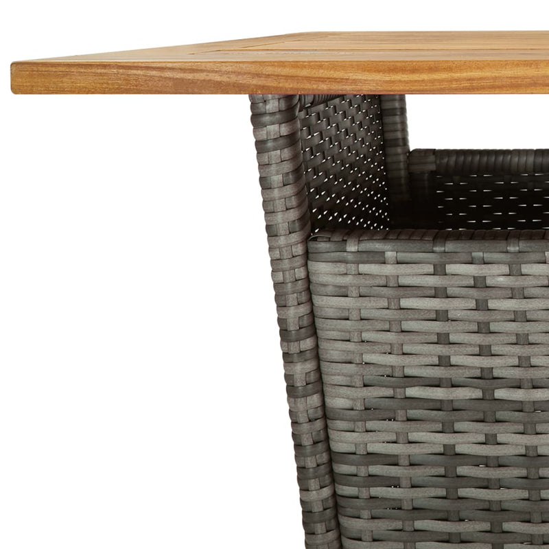 3 Piece Garden Bar Set with Cushions Grey Poly Rattan