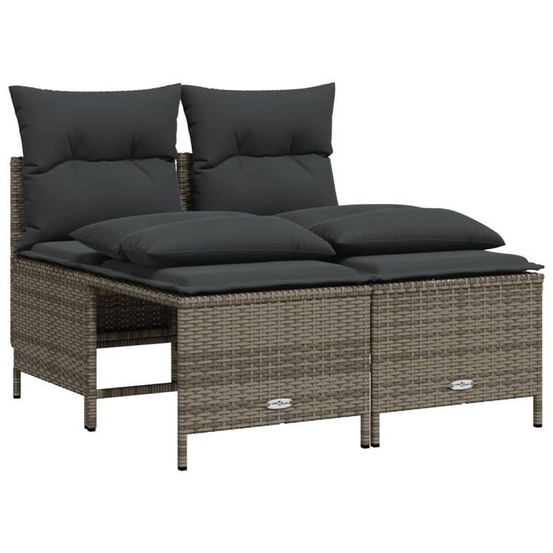 5 Piece Garden Sofa Set with Cushions Grey Poly Rattan