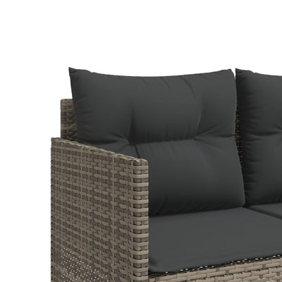 5 Piece Garden Sofa Set with Cushions Grey Poly Rattan