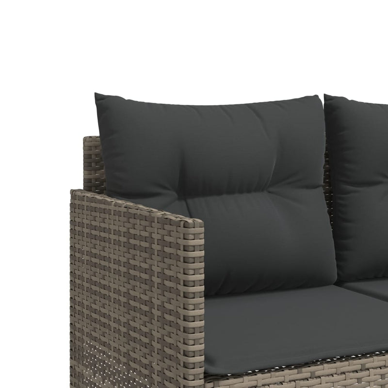 5 Piece Garden Sofa Set with Cushions Grey Poly Rattan