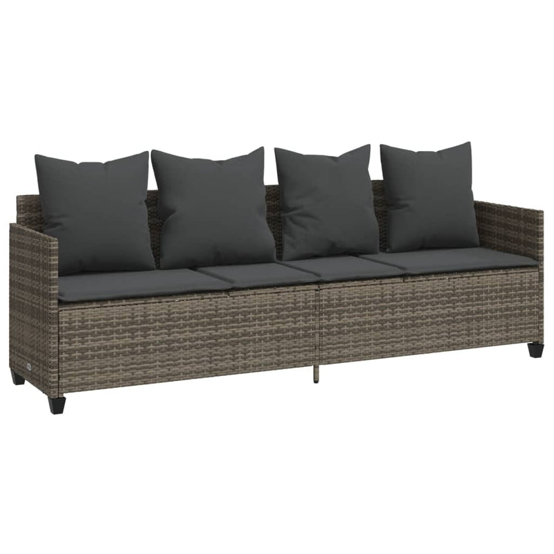 5 Piece Garden Sofa Set with Cushions Grey Poly Rattan