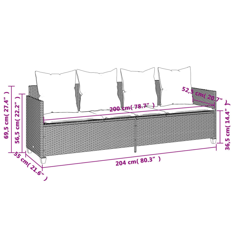 5 Piece Garden Sofa Set with Cushions Grey Poly Rattan