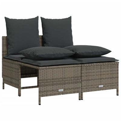 5 Piece Garden Sofa Set with Cushions Grey Poly Rattan