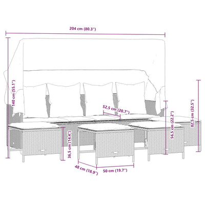 5 Piece Garden Sofa Set with Cushions Grey Poly Rattan