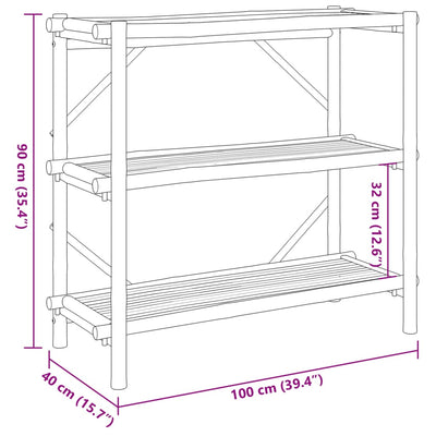 3-Layer Shelf 100x40x90 cm Bamboo