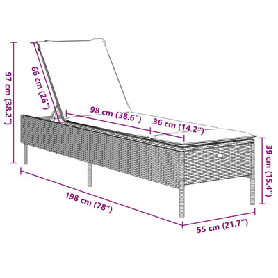 Sun Loungers with Cushions 2 pcs Grey Poly Rattan