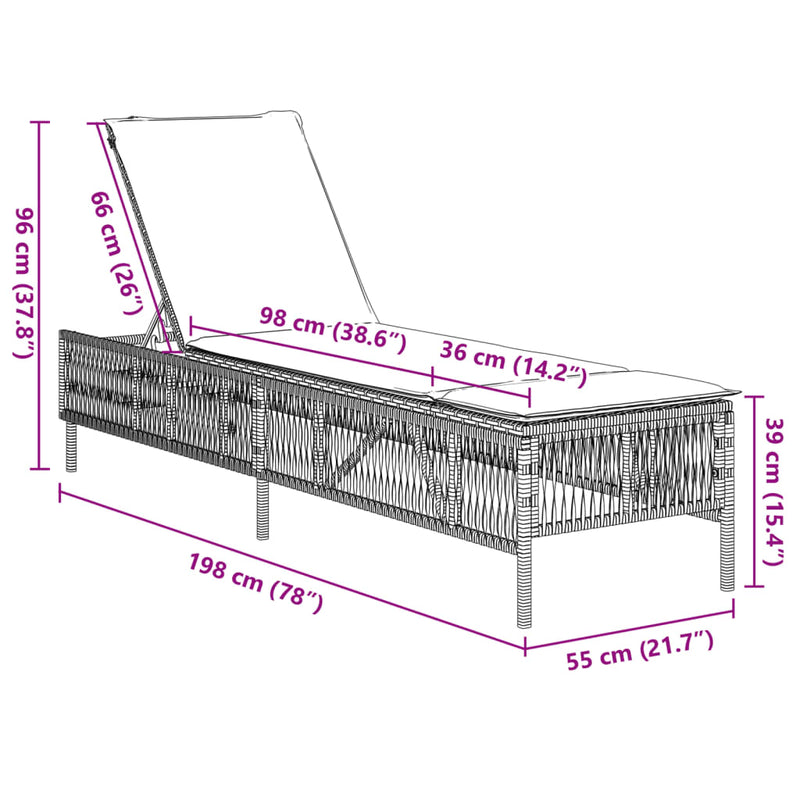 Sun Loungers with Cushions 2 pcs Grey Poly Rattan