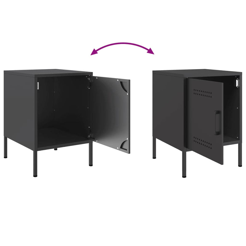 Bedside Cabinets 2 pcs Black 36x39x50.5 cm Steel