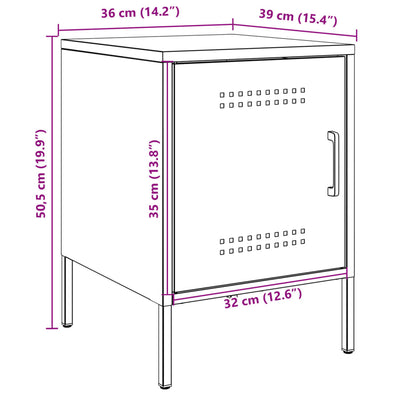 Bedside Cabinets 2 pcs Black 36x39x50.5 cm Steel